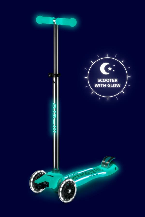 Micro Maxi Deluxe Trottinette LED 3 roues avec lumières LED Système de rotation par inclinaison Hauteur réglable 5-12 ans